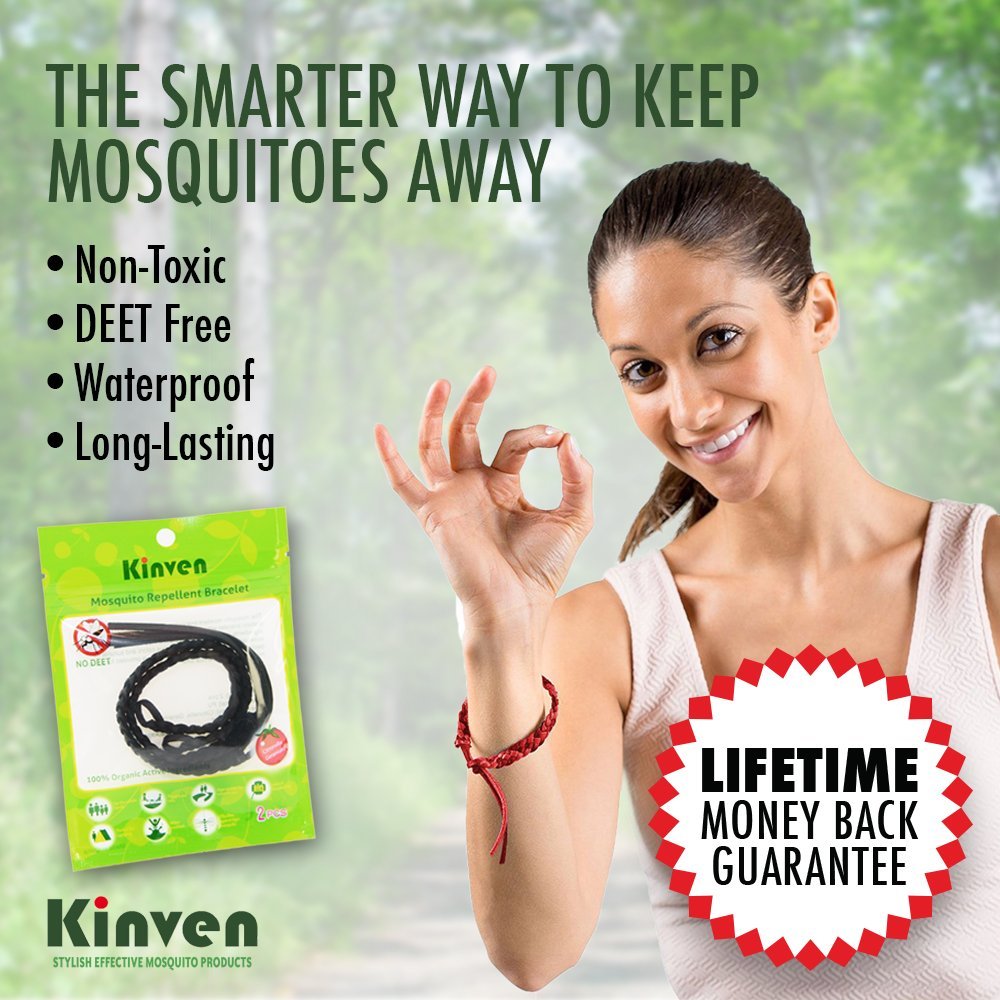 Original Kinven®Mosquito Bug Repellent Faux Leather Bracelet Bands 12